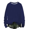 thumbnail image 3 of HVOBTTY Women's Long Sleeved Sweatshirts, Fall Tops for Women, Women's Casual Solid Color Crew Neck Knit Striped Pullover Sweatshirts Navy, S, 3 of 5