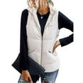 thumbnail image 4 of 2023 Charella Women's Sleeveless Hooded Puffer Vest Quilted Jackets Zip up Winter Coats White,M, 4 of 6