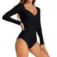 thumbnail image 5 of TOOYOU Women's Surfing Wetsuit Swimwears Rash Guards Long Sleeve Swimsuit Printed Zipper One Piece Surfing Suit Bathing Suit Black, 5 of 7