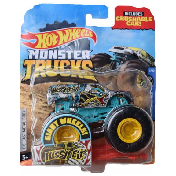 Hot Wheels Monster Trucks Hissy Fit, Includes Crushable Car 40/75 Animal Attack 3/10 1:64 Scale
