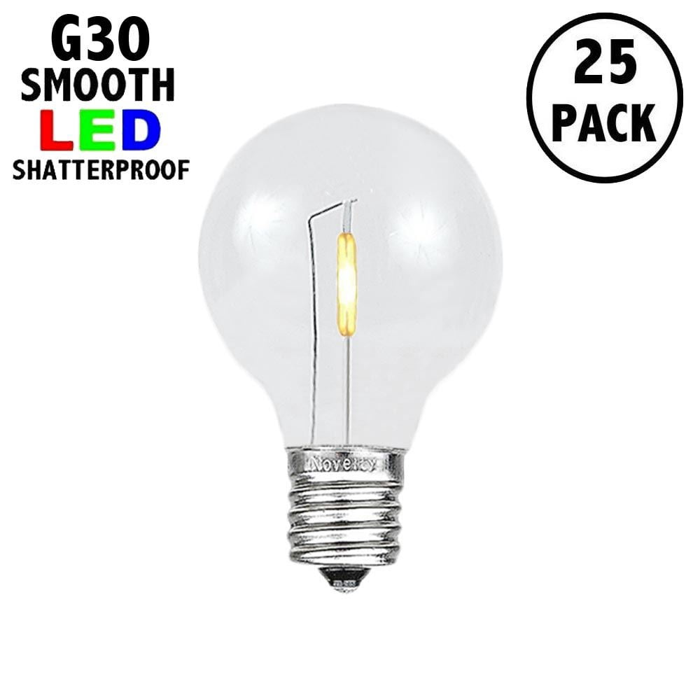 Novelty Lights Warm White Plastic G30 Globe Hanging LED String Light Replacement Bulbs E12 Candelabra Base 1 Watt
