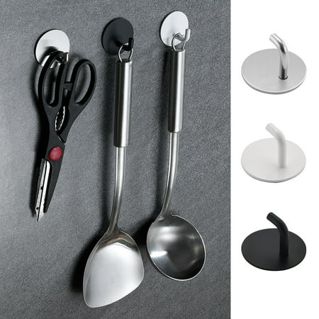 

RWVBM Versatile Wall-Mounted Hook - Uncomplicated Round Design in 304 Stainless Steel Suitable for Kitchen Bathroom Entrance and Bedroom Punch-free Hanger Kitchen Utensils & Gadgets(White)