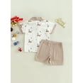 thumbnail image 4 of Bagilaanoe 2pcs Toddler Baby Boy Short Pants Set Short Sleeve Cartoon Elk Print Shirt Tops + Shorts 6M 12M 18M 24M 3T 4T Kids Casual Outfits, 4 of 9