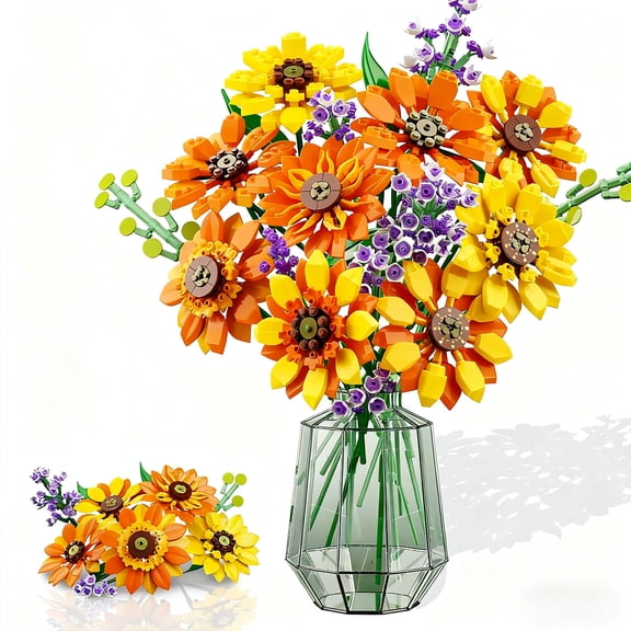 Sunflower Bouquet Botanical Building Set 1011-Piece 17 Flowers Blocks for  Adults and Kids Aged 8 