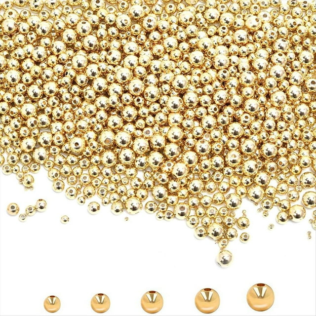 500 Cuentas Espaciadoras Rellenas de , Cuentas Redondas para Pulsera, Cuentas de Latón de Metal Liso Sin Costuras, para Joyería de Pulsera de Collar DIY