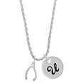 thumbnail image 1 of Delight Jewelry Silvertone Wishbone Silvertone Script Initial Disc - U - Charm Necklace, 20"+3", 1 of 4