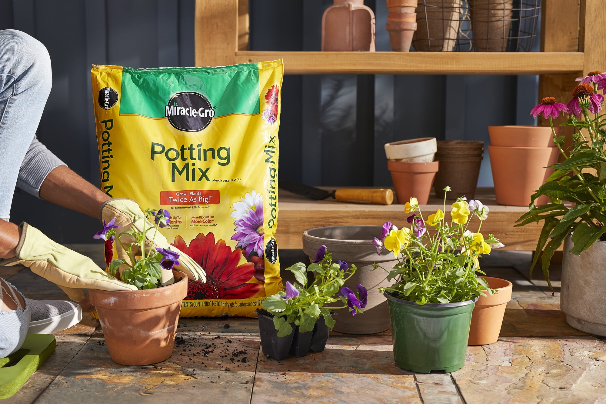 Miracle-Gro Potting Mix 16 qt., 2-Pack, Feeds Up to 6 Months, For Use In Containers