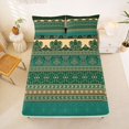 thumbnail image 5 of jejeloiu Earthy Border King Sheets For Men Women,Rich Print Bedding,Green Beige,4-Piece,1 Flat Sheet, 1 Fitted Sheet and 2 Pillowcases, 5 of 6