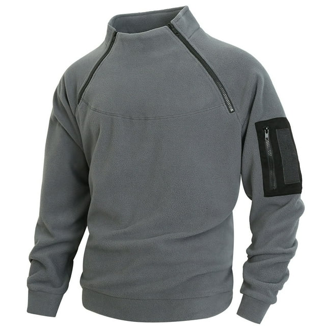pstuiky camisas de hombre de manga larga, Suéter de forro polar con media cremallera y retazos para hombre, manga larga, cuello vuelto, cuello alto, abrigo de medio cuello top de hombre l