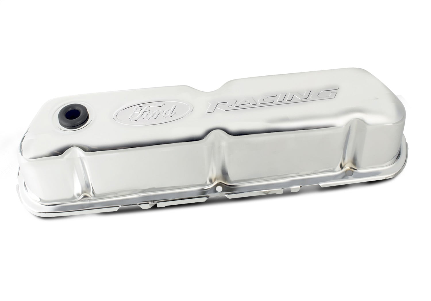 Chrome Steel Valve Cover Set w/Ford Racing Logo