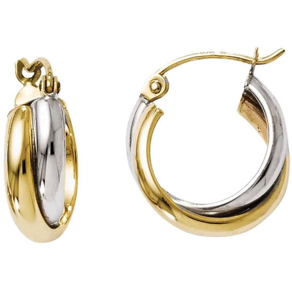 Primal Gold 10 Karat Two-tone Hinged Hoop Earrings