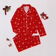 thumbnail image 2 of Tiweut Womens' Leisure Pajamas Sets for Christmas Flannel Long Sleeve Lapel Tops and Long Pants Cozy Loungewear Floral Print Holiday Season Nighttime Holiday Ladies Sleepwear Set,Red,2XL, 2 of 9