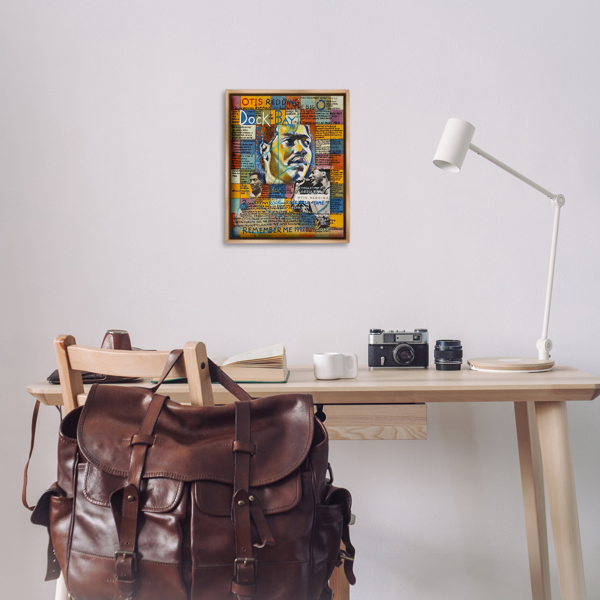 Stupell Industries Otis Redding Collage People Drawing Brown Floater Framed Canvas Art Print Wall Art, 17 x 21