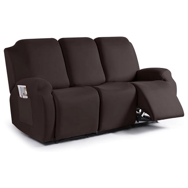 Xiao Hua Funda de sofá elástica todo incluido de poliéster marrón, funda para sillón, fácil de instalar, lavable, protector de sofá para 3 plazas