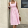 thumbnail image 5 of DHFJKG Summer Midi Dresses For Women Striped Square Neck Casual Sleeveless Swing A Line Dress Wedding Guest Dress, 5 of 9