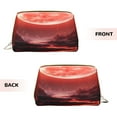 thumbnail image 3 of Naloa Red Moon Lava Leather Makeup Bag for Purse Travel, Portable Small Cosmetic Organizer for Women and Girls, Make up Bag with Zipper, 3 of 8
