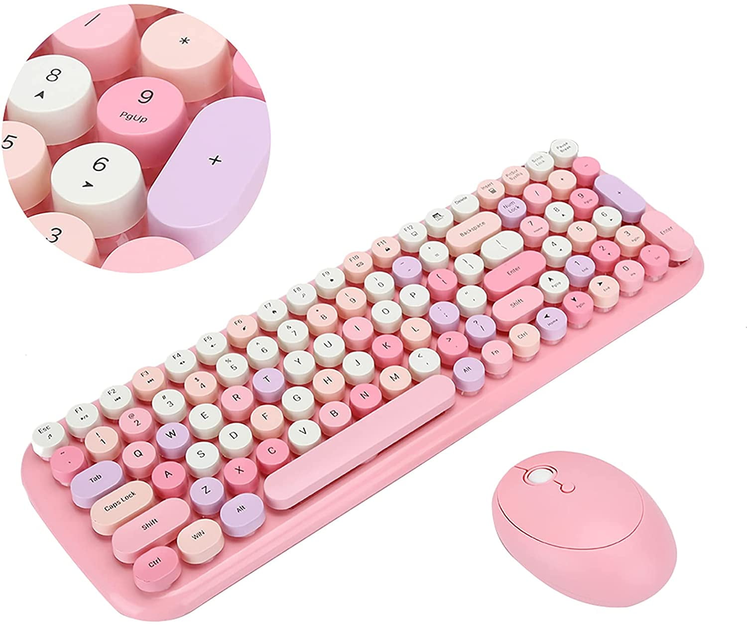 Wireless Keyboard Mouse Set Cute Pink ABS LongDistance Transmission
