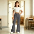 thumbnail image 7 of Ticikt Girls Solid Color Flared Pants, High Waist Double Pockets Stretch Bootcut Trousers Casual Kids Bell Bottom Daily Pants,Dark Gray, 7 of 7