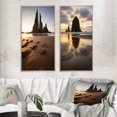 thumbnail image 1 of Designart "Time-Worn Rocks Sculpted by Sunset I" Beach & Ocean Framed Wall Art Set Of 2 - Coastal Brown Frame Gallery Set For Office Decor, 1 of 6
