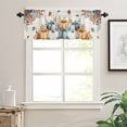 thumbnail image 7 of Harvest Pumpkin Kitchen Curtains Valance and Tier Set 3 Pieces, Thanksgiving Fall Orange Blue Leaves Retro Texture Small Window Curtains Set, 24 Inches Length Short Tiers for Bathroom Cafe, 7 of 7