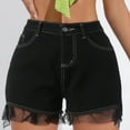thumbnail image 3 of Clearance! Plus Size Shorts High Waisted Jeans Women's New Large Size Lace Edge Black Denim Shorts High Waist Wide Leg A Line Hot Shorts S-XXL, 3 of 9