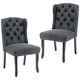 thumbnail image 4 of Cotton Fabric Solid Wood Dining Chairs, Accent Parsons Diner Chairs Upholstered Fabric Dining Room Chairs Wingback and Button Tufting Kitchen Chairs with Solid Wood Legs (Dark Gray,Set of 2), 4 of 9