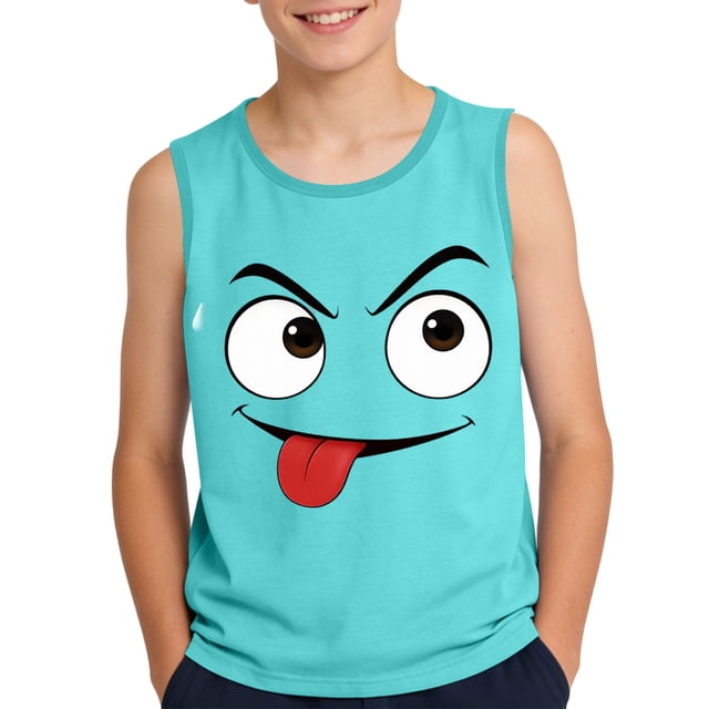Camisola de Niños Pequeños 3-15 Años sin Mangas Gradiente Impresión Tela Suave para el Uso Casual Y Ocasiones Especiales