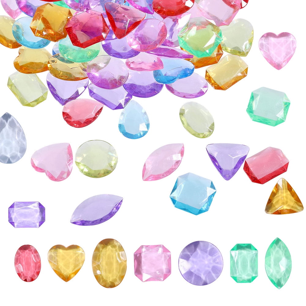 300Pcs Pool Diving Gems Acrylic Colorful Crystals Pirate Treasure Jewels Summer Party Diving Gems Underwater Diamond