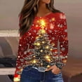 thumbnail image 6 of Horkkom Christmas Shirts for Women Holiday Party Xmas Tree Print Long Sleeve Shirts Plus Size Crewneck Christmas Tops XXXXXL, 6 of 9