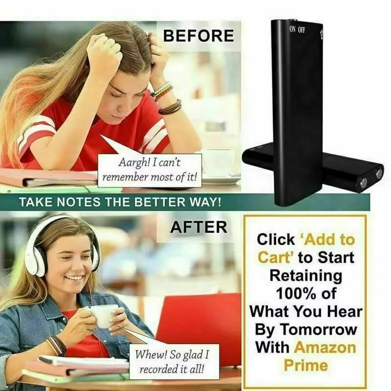 Tape recorder with USB Port 3-in-1 Mp3 Player Professional Voice Digital Audio Mini Voice Recorder 192Kbps Recording WAV