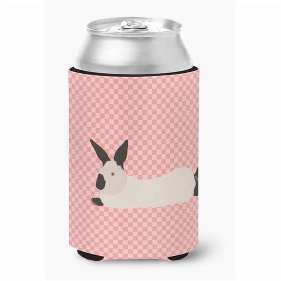 California White Rabbit Pink Check Can or Bottle Hugger