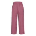 thumbnail image 4 of WIZUTIZ Womens Casual Pants Plain Relaxed Loose Wide Leg Dress Pants Elastic Spandex High Waist 7/8 Length Trousers Solid with Pockets Pants for Teen Girls Cycling Swimming Pool Purple, 4 of 5