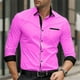thumbnail image 1 of Camisa de solapa estampada de manga larga para hombre, informal, de negocios, con bolsillo, cómoda, de tela, talla grande, nueva, en 9 colores, 1 of 6
