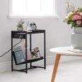 thumbnail image 5 of 2 Tier Record Player Stand End Table Vinyl Storage with Charging Station Wheels, 5 of 5