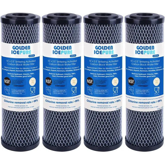 1 Micron 2.5" x 10" Whole House CTO Carbon Water Filter Cartridge ,4PACK