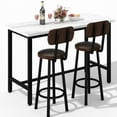 thumbnail image 3 of Stmoze Rectangle Bar Table Set for 2, Counter Height Faux Mable Kitchen Table and Chairs Set, 3 Pieces Dining Table Set with 2 Leather Bar Stools, Modern Pub Table Set for Home, White+Black, 3 of 7