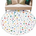 thumbnail image 2 of 5ft Round Rug, Colorful Polka Dot Non-Skid Rubber Backing Large Area Rugs - Living Room Bedroom Home Office, Rainbow Point Vibrant Indoor Floor Mat Carpets Washable Rug, 2 of 9