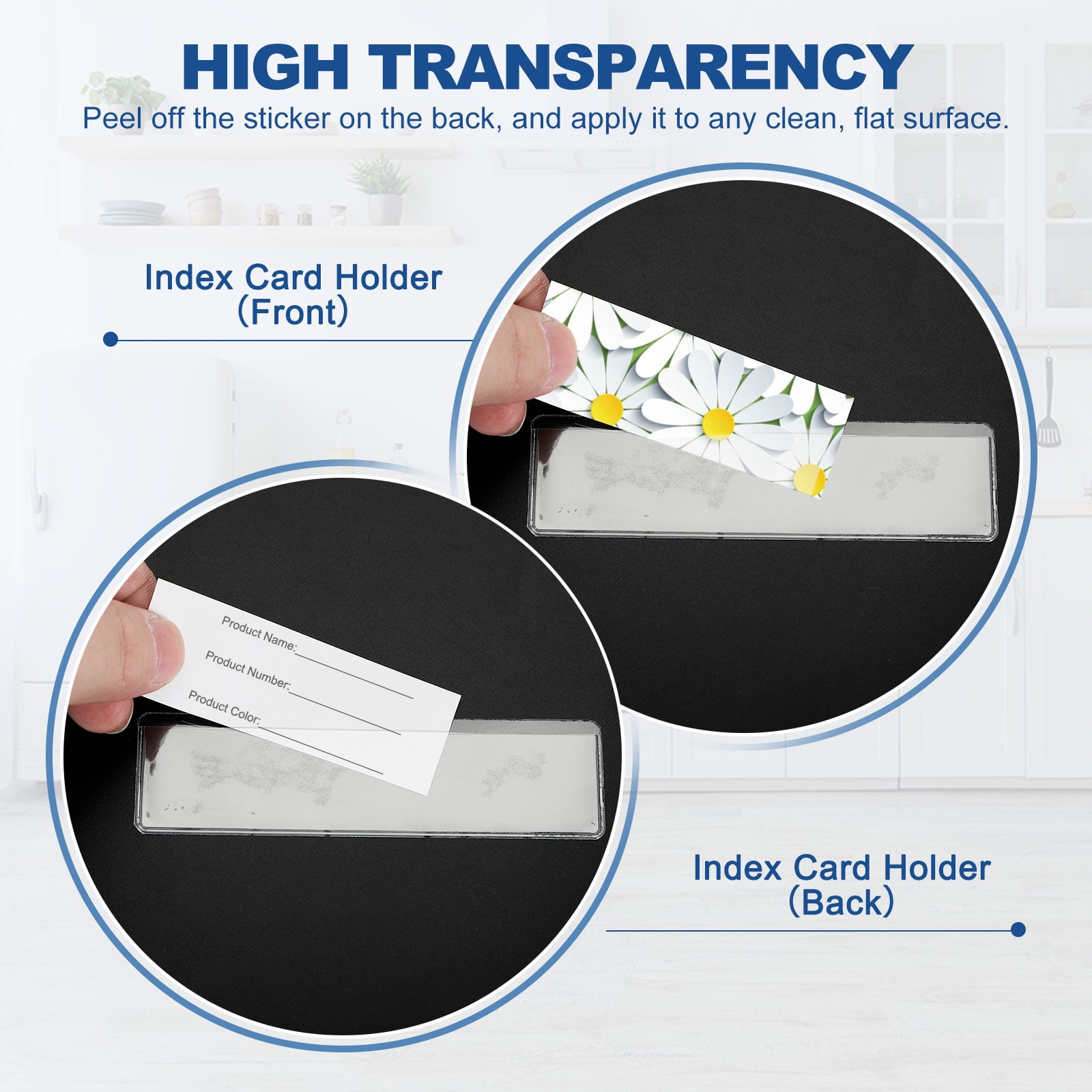 Self-Adhesive Card Pockets Clear Self Adhesive Pocket Label Holders Plastic Card Sleeves 3.9"x0.9" Pack of 100