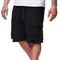 thumbnail image 4 of Stamzod Men Short Fashion Solid Color Summer Elastic Waist Drawstring Shorts Casual Loose Plus Size Athletic Shorts for Men with Pocket Black E XXL, 4 of 4
