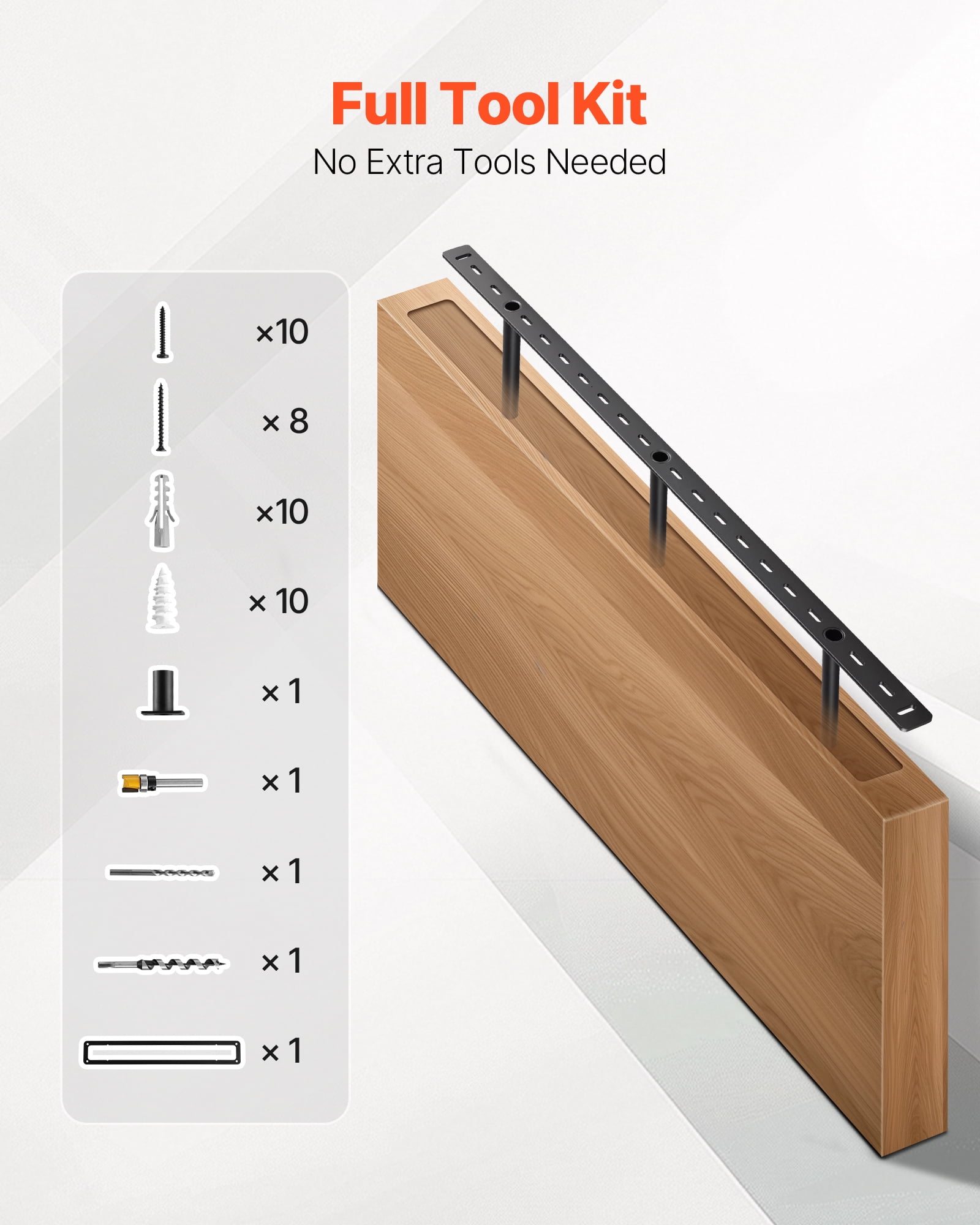 VEVOR Floating Shelf Bracket 1 Pack, 190 lbs/86 kg Weight Capacity, 34x6.2x1.5 inch / 863.6x157.4x38.1 mm, Heavy Duty Hidden Shelf Brackets Support, Wall Mounting Invisible Floating Shelves Bracket