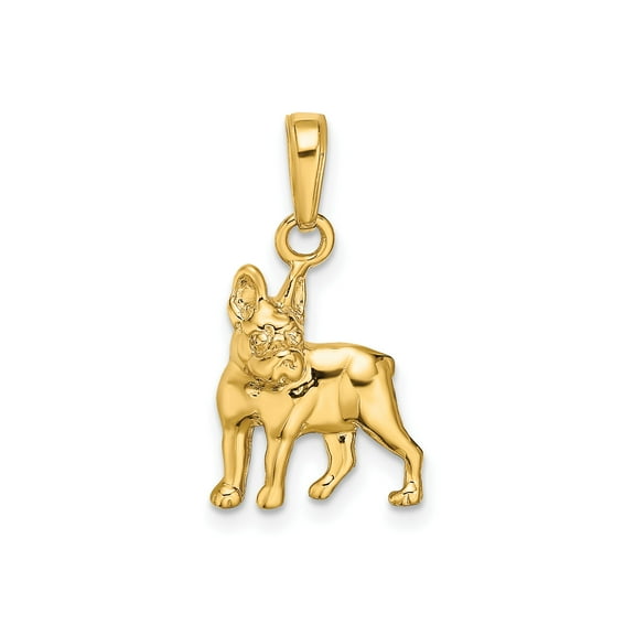 14k Yellow Gold French Bulldog Pendant for Women or Unisex, Detailed Dog Charm Jewelry for Pet Lovers, Fine Animal Necklace Symbolizing Loyalty and Companionship