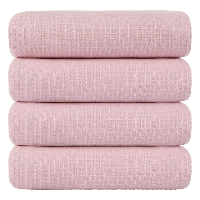 Unique Bargains Cotton Bath Towels Absorbent Waffle Weave 4Pcs 27'x54'
