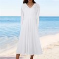 thumbnail image 1 of Offres de Liquidation d'Hiver! Robes de Bal pour Femmes, Robe à Manches Courtes Col en V Mode Imprimée Taille Haute Mi-Mollet Col en V Blanc m, 1 of 5