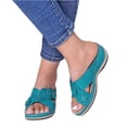 thumbnail image 3 of Willtoo Womens Orthopedic Slip Sandals Arch Support Cushion Platform Open Toe Fancy Flower Wedge Hollowed Lightweight Casual Bohemian Fashion Dressy Summer Walking Slippers Sandals, 3 of 4