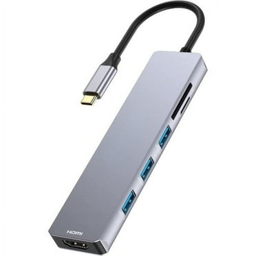 UISHUSO 6 in 1 USB C HUB with 4K@30Hz HDMI, USB 3.0 Ports, SD/TF Card Reader, Multiport Type C Adapter Dongle Compatible for MacBook Air Pro and Other Type C Laptops (Space Gray)