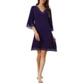 thumbnail image 2 of INSPIRE CHIC Women's Lace Nightdress Modal Soft Half Sleeve Sleepshirt Loungewear Pajama Nightgown L Purple, 2 of 6