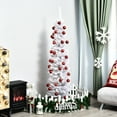 thumbnail image 5 of HOMCOM Unlit Slim Noble Fir Hinged Artificial Christmas Tree with Realistic Plastic Branches and 390 Tips, 6' Tall, White, 5 of 10