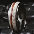 thumbnail image 3 of Men's Wedding Band Ring - Black Deer Antler Sandalwood Stripe - Wedding Rings for Men Women, 3 of 5