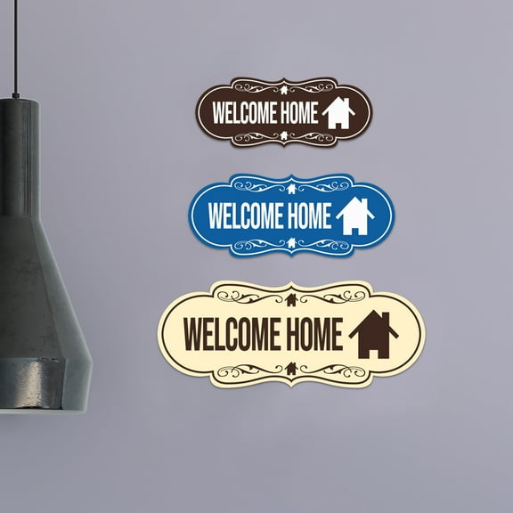 Designer Welcome (Home) Sign (Navy Blue / White) - Large