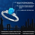 thumbnail image 2 of Gem Stone King 14K White Gold Simulated Blue Opal and White Moissanite Engagement Ring for Women | 1.26 Cttw | Oval Cabochon 8X6MM | Gemstone October Birthstone | Size 7, 2 of 6